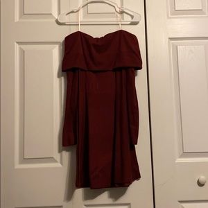 Women’s small burgundy off the shoulder dress